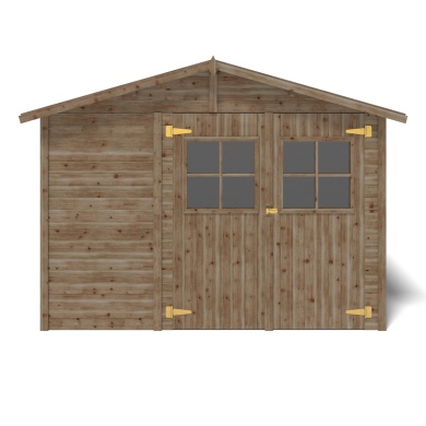 Abri de jardin en bois 6 m2 - 3.05x1.96 m - traité - Couleur: marron 2