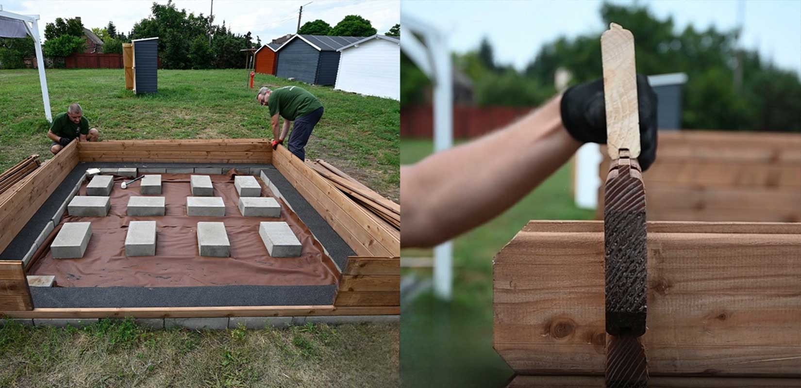 Préparation pour l’installation un abri en bois